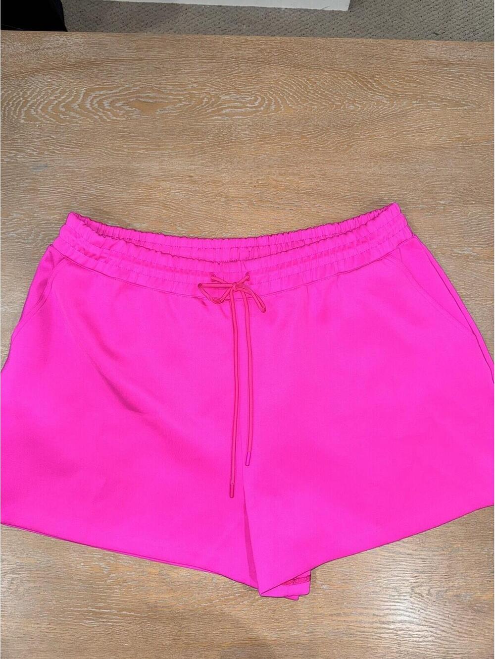 GOOD AMERICAN Women's Size 5 (2XL) Scuba Drawstring High-Waisted Shorts Pink